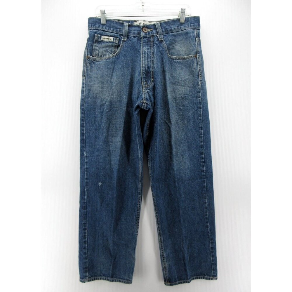 Vintage Avirex Jeans 32x32 Baggy Denim Hip Hop Skater Loose Faded Y2k